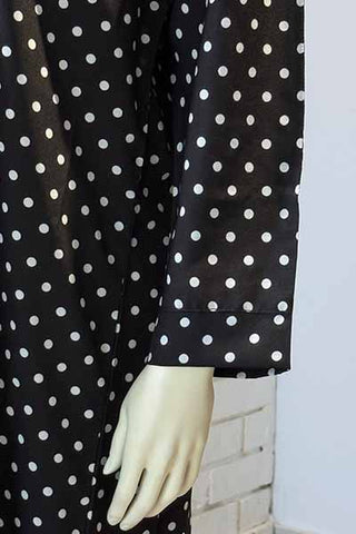 Polka Charm Black Abaya | Printed Front-Open