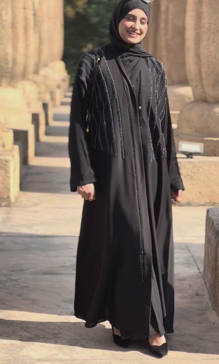 Aliha Abaya | Fancy Moti Design Front Open Abaya