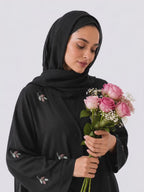 Leafy Black  | Embroidery Front-Open