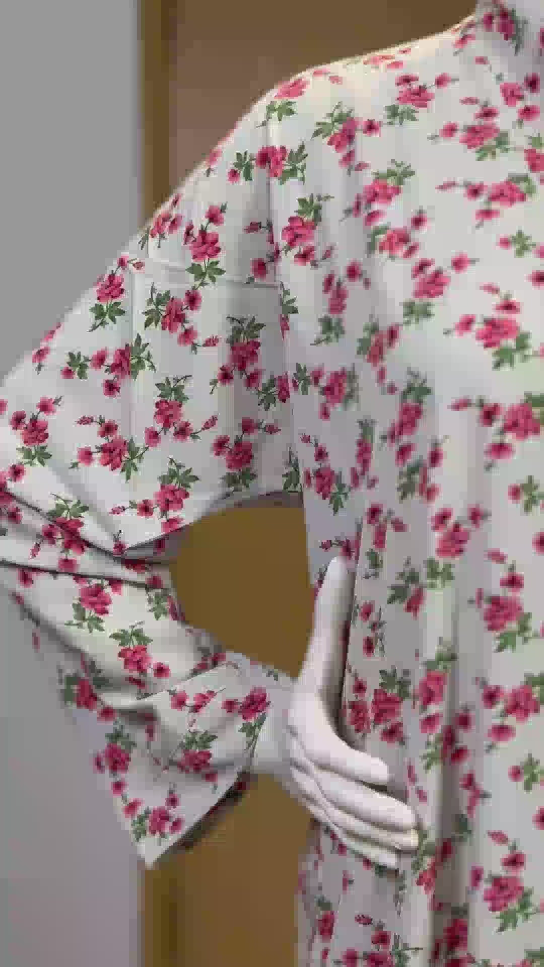 Sada Bahar Creamy Abaya | Printed Front-Open