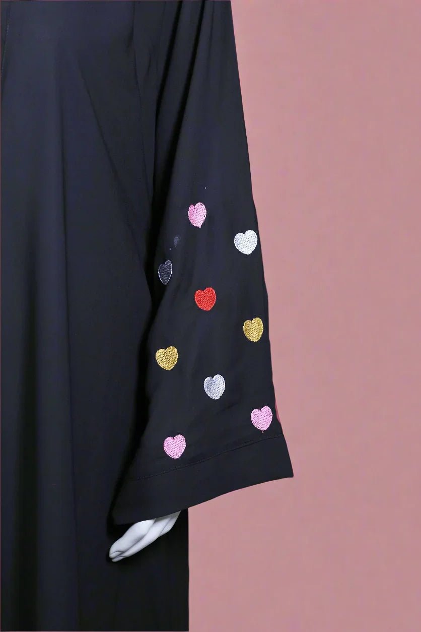 Qalb - Heart Embroidered Abaya - 