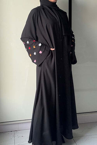 Qalb - Heart Embroidered Abaya - 