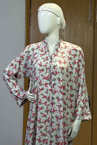 Sada Bahar Creamy Abaya | Printed Front-Open