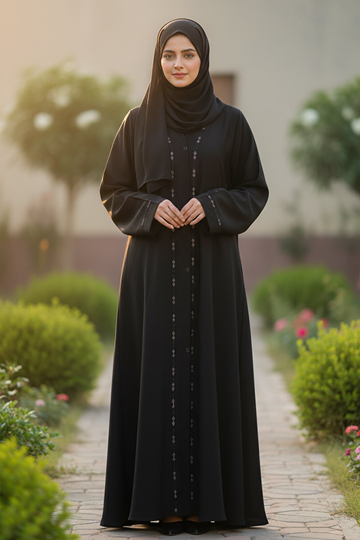 Simrah Abaya | Stone Design Front Open Abaya
