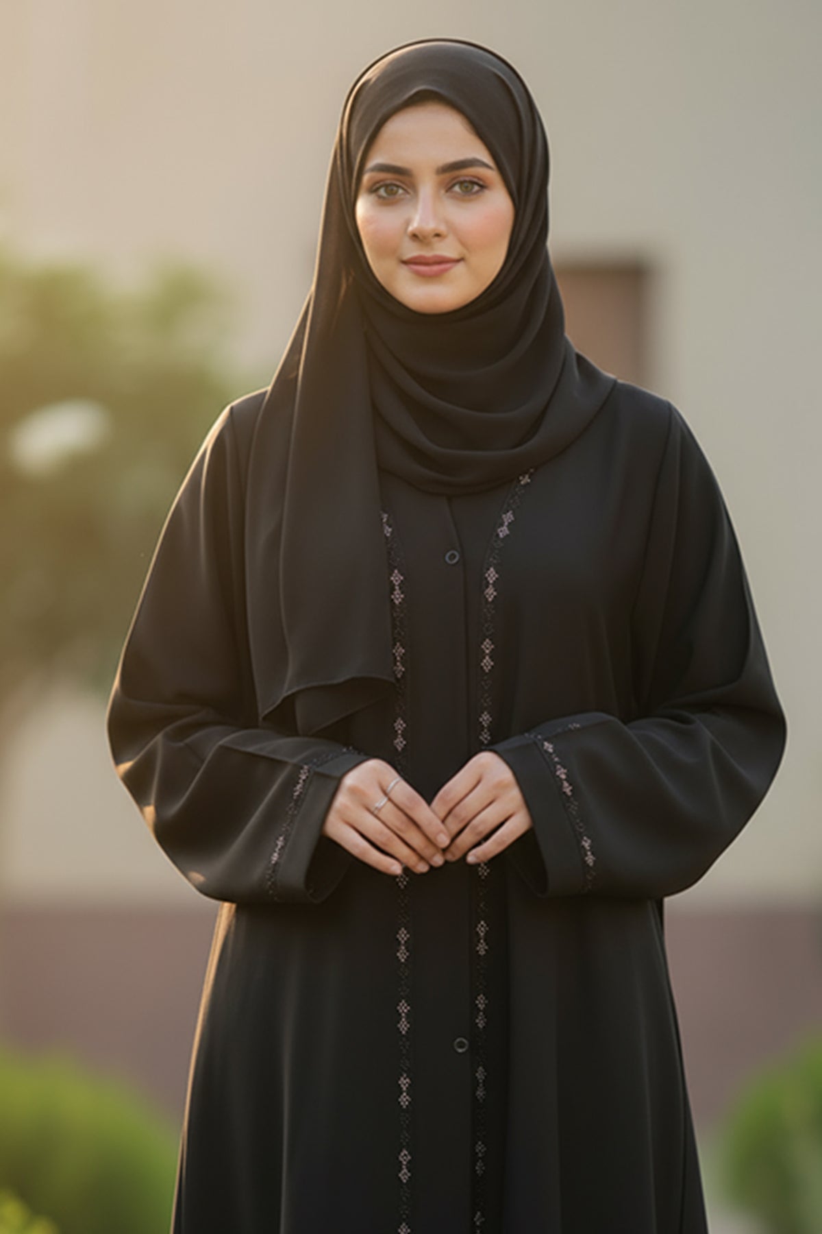 Simrah Abaya | Stone Design Front Open Abaya