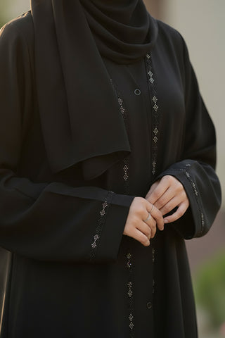 Simrah Abaya | Stone Design Front Open Abaya