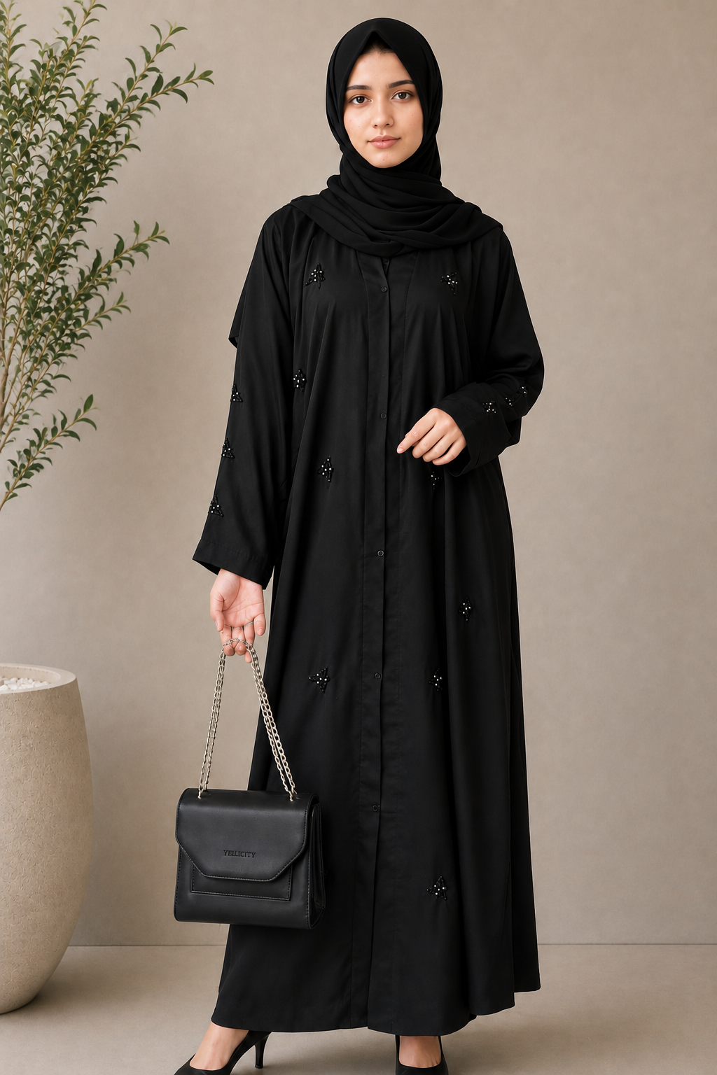 Stone Flower | Front-Open Stone Abaya