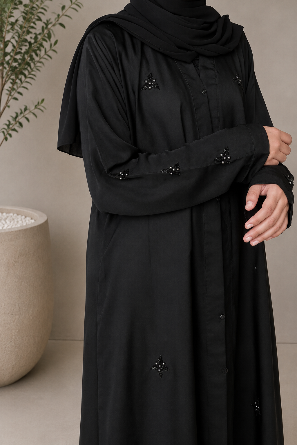 Stone Flower | Front-Open Stone Abaya